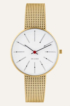 ARNE JACOBSEN BANKERS 34MM GULD MED MAT MESHREM - 53107-1609
