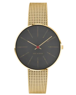 ARNE JACOBSEN BANKERS 34MM MED MESHREM MAT FORGYLDT -53109-1609