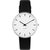 ARNE JACOBSEN CITY HALL DAME UR MED SORT LÆDERREM 34MM - 53201-1601