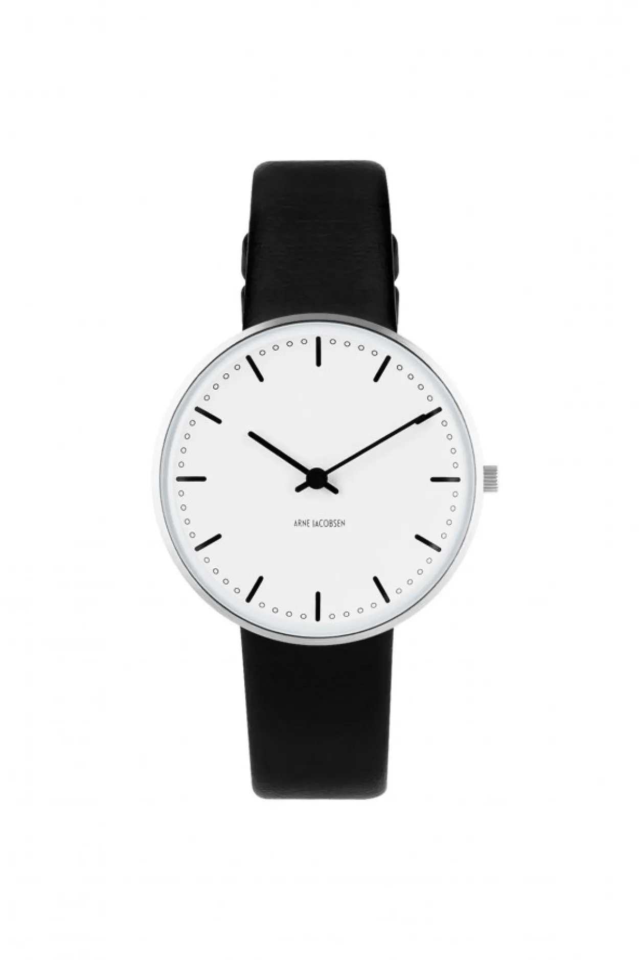 ARNE JACOBSEN CITY HALL DAME UR MED SORT LÆDERREM 34MM - 53201-1601