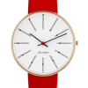 ARNE JACOBSEN UR BANKERS MED RØD LÆDERREM 40MM - 53108-2003G
