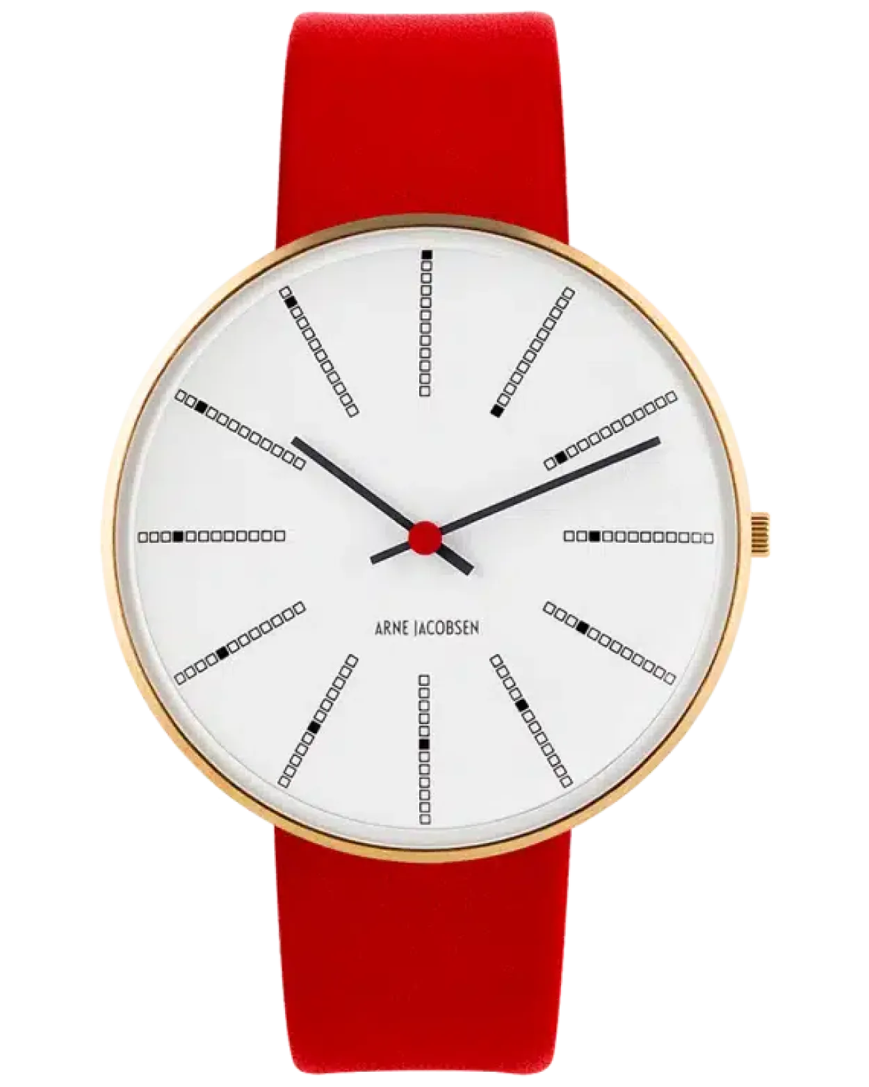 ARNE JACOBSEN UR BANKERS MED RØD LÆDERREM 40MM - 53108-2003G