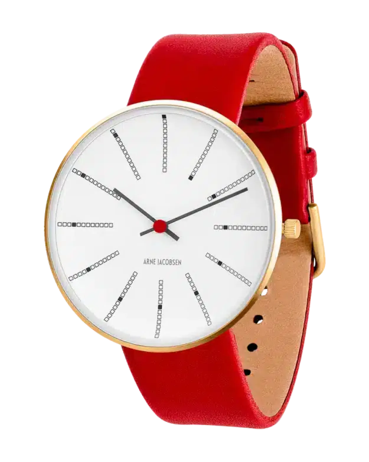 ARNE JACOBSEN UR BANKERS MED RØD LÆDERREM 40MM - 53108-2003G