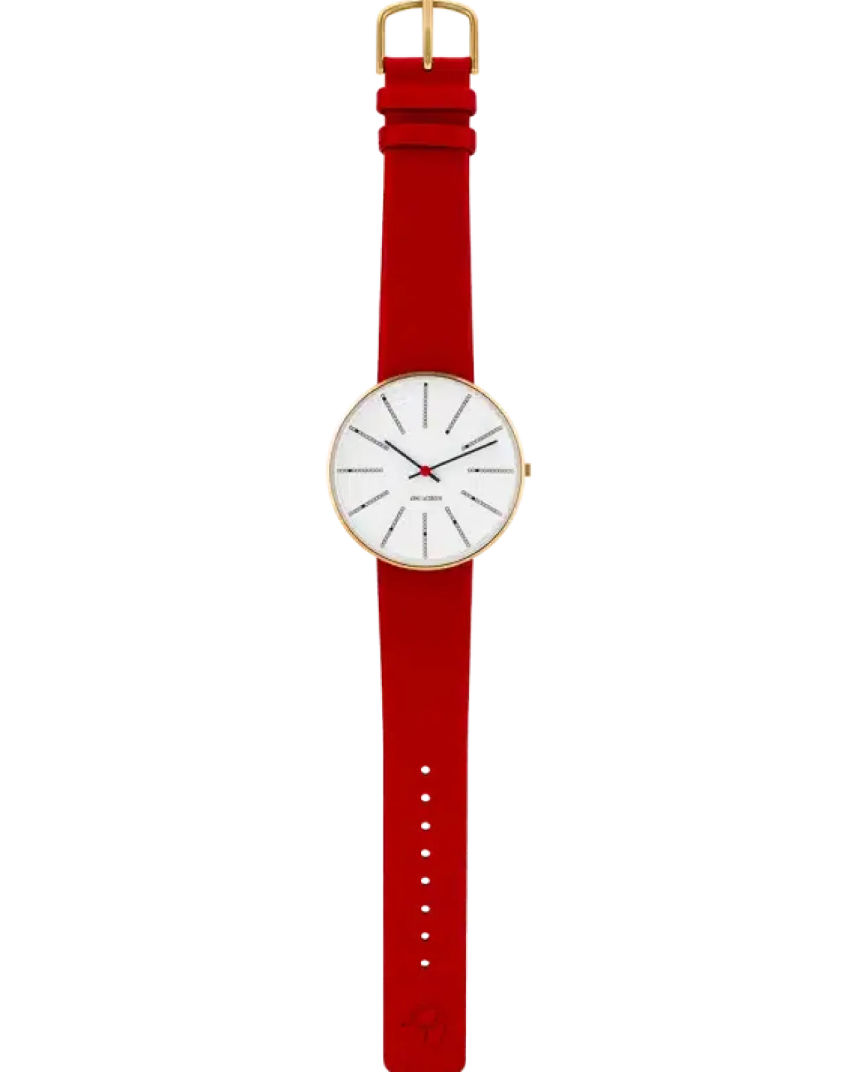 ARNE JACOBSEN UR BANKERS MED RØD LÆDERREM 40MM - 53108-2003G