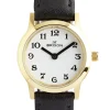 BRIXON UR DAME GULD DOUBLE TAL MED SORT LÆDERREM - 19310DR/2