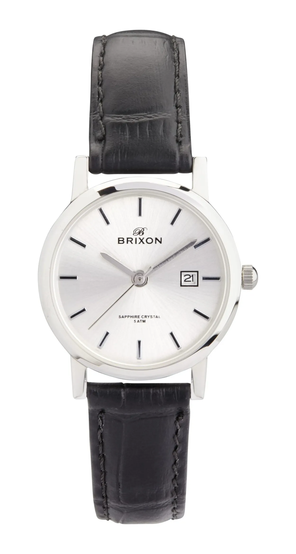 BRIXON UR DAME SAFIR GLAS STÅL MED SORT REM - C2574SLD-B