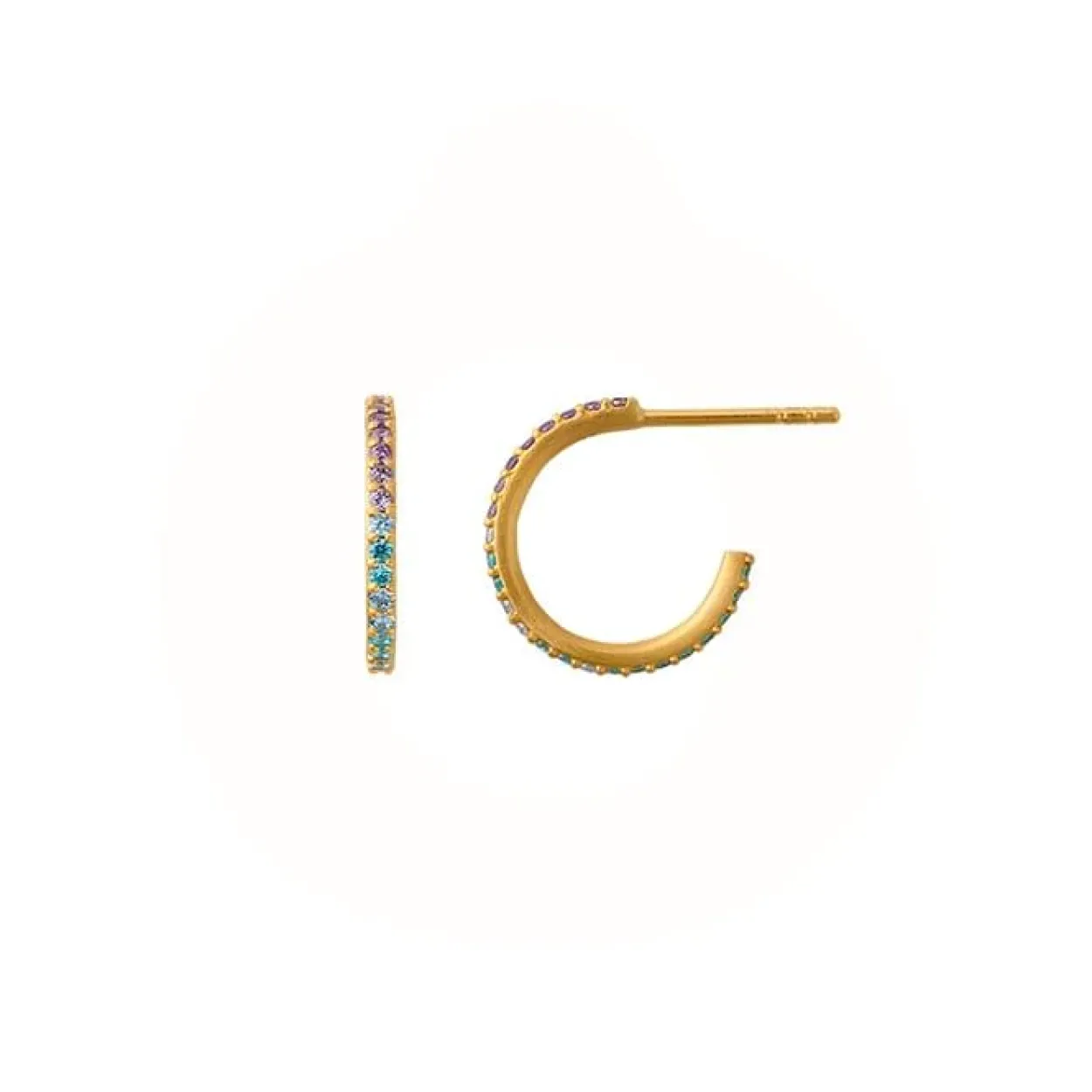 BYBIEHL ØRERINGE SØLV FORGYLDT SPARKLE HOOPS MINI PASTEL - 4-035PA-GP