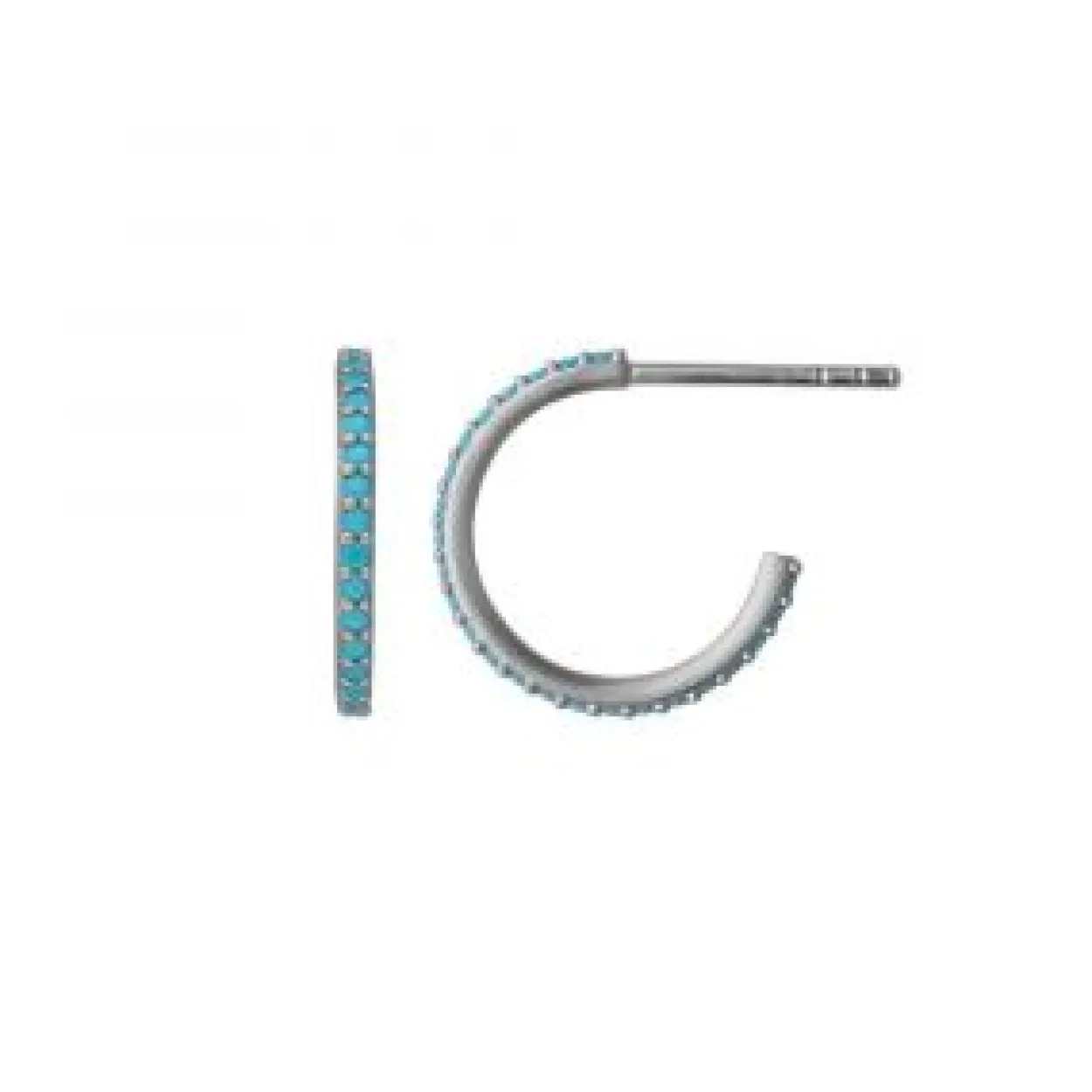 BYBIEHL ØRERINGE SØLV SPARKLE HOOPS MINI TURKIS - 4-029T-R