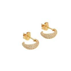 BYBIEHL ØRERING SØLV FORGYLDT OCEAN FLOW HOOPS SPARKLE SMALL - 4-4204-GP