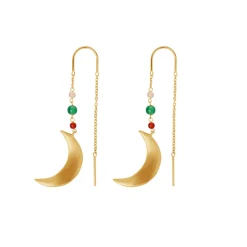 BYBIEHL SUMMER MOON ØRERINGE METALBLANDING MED FARVEDE STEN - 4-5302M-GP