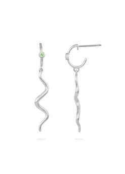 BYBIEHL WAVE SØLV ØRERINGE MINI HOOP GRØN ZIRKON - 4-4023G-R