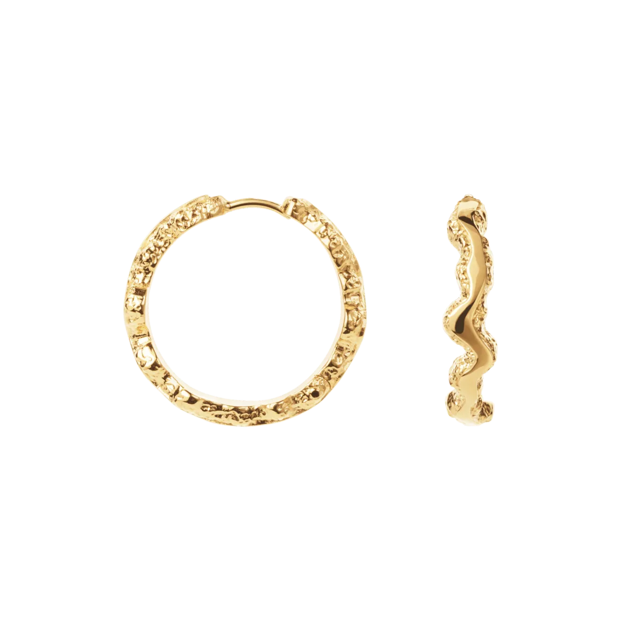CAMILLE BRINCH LARGE SHINY SPARKLY HOOPS ØRERINGE I FORGYLDT SØLV - LSSPH-FG