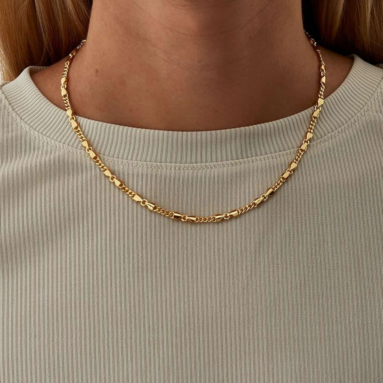 CAMILLE BRINCH LILLE CB CHOKER HALSKÆDE FORGYLDT SØLV 45 CM - LCBC-FG-45