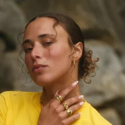 CAMILLE BRINCH LILLE CONTRAST FUSION HOOPS ØRERINGE FORGYLDT SØLV - SCOFH-FG