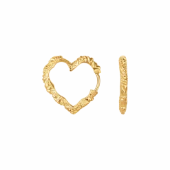 CAMILLE BRINCH MEDIUM HEART CRUSH HOOPS FORGYLDT SØLV ØRERINGE - MHCRH-FG