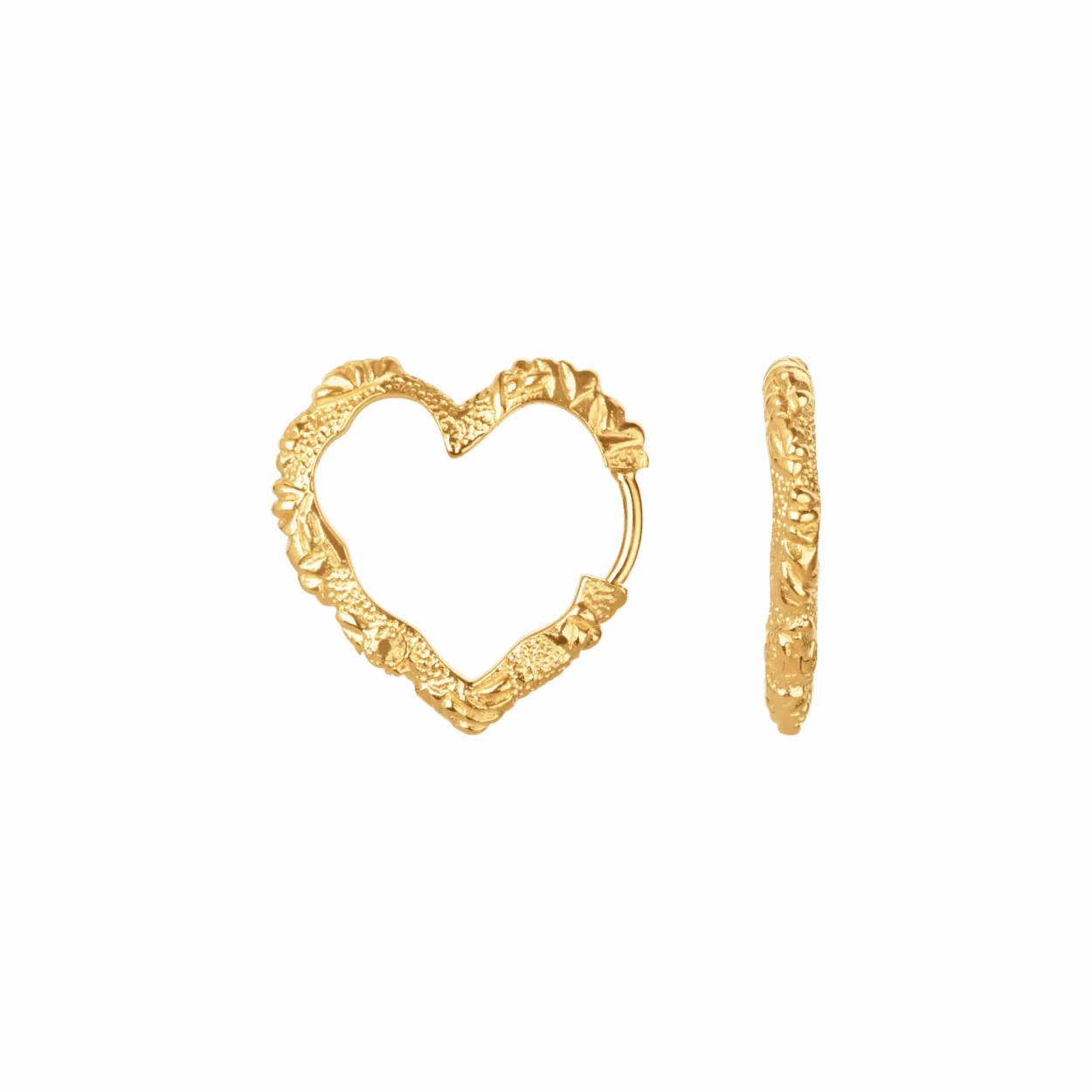 CAMILLE BRINCH MEDIUM HEART CRUSH HOOPS FORGYLDT SØLV ØRERINGE - MHCRH-FG