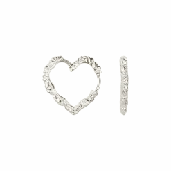 CAMILLE BRINCH MEDIUM HEART CRUSH HOOPS SØLV ØRERINGE - MHCRH