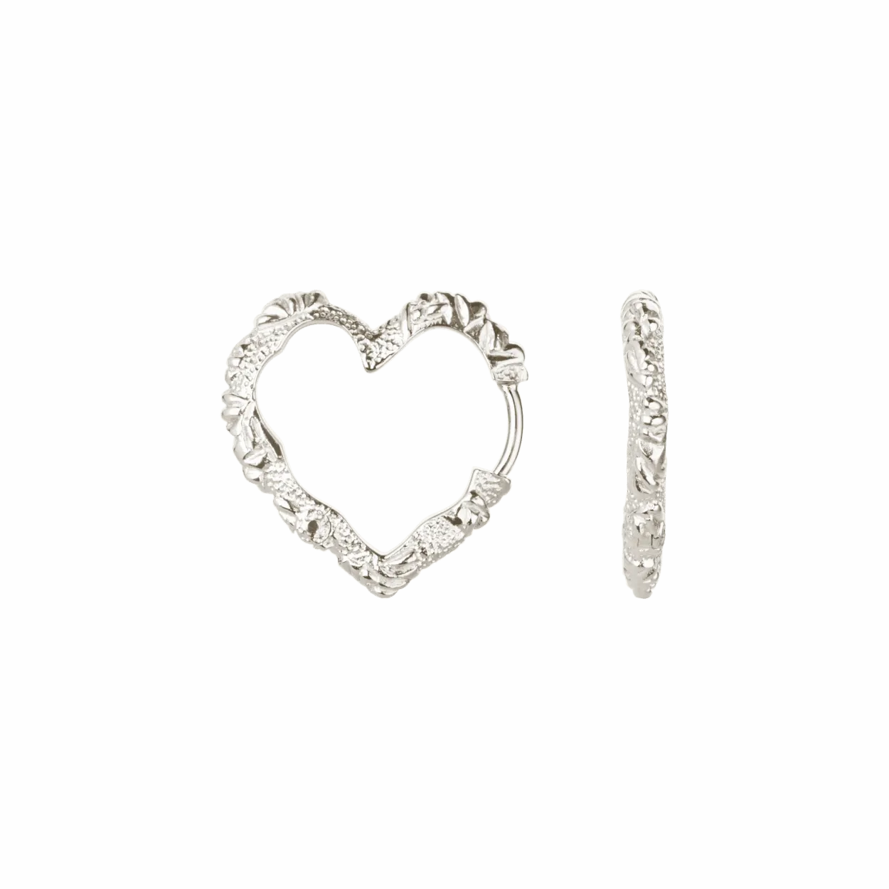 CAMILLE BRINCH MEDIUM HEART CRUSH HOOPS SØLV ØRERINGE - MHCRH