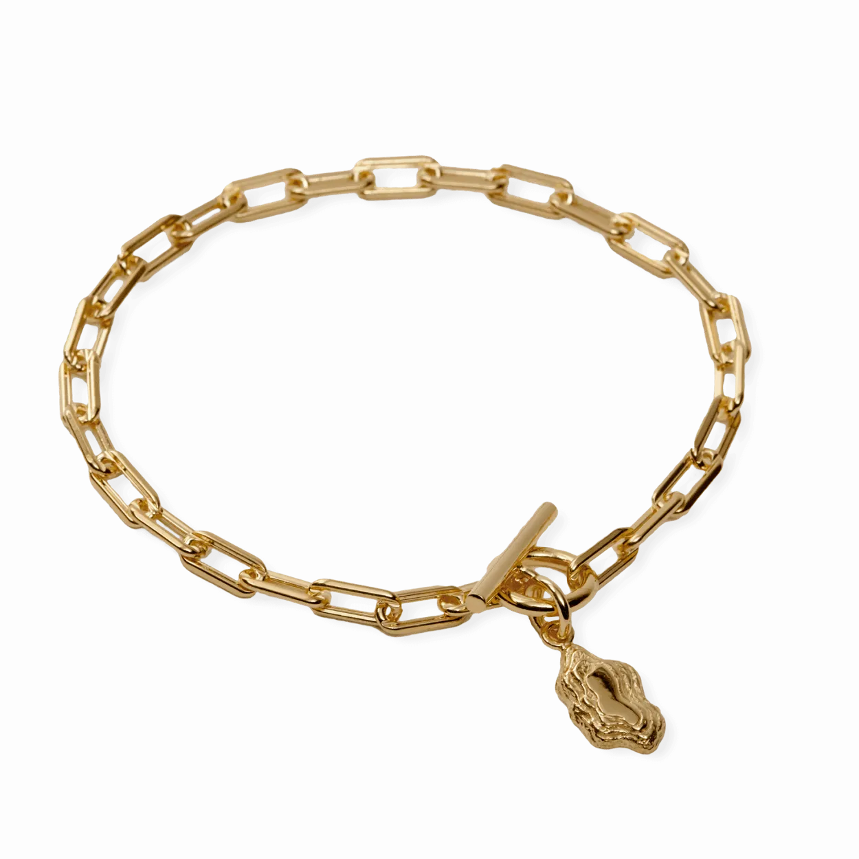 CAMILLE BRINCH NUGGET LAYERS T-LOCK ARMBÅND FORGYLDT SØLV 19 CM - NLATA-FG-19