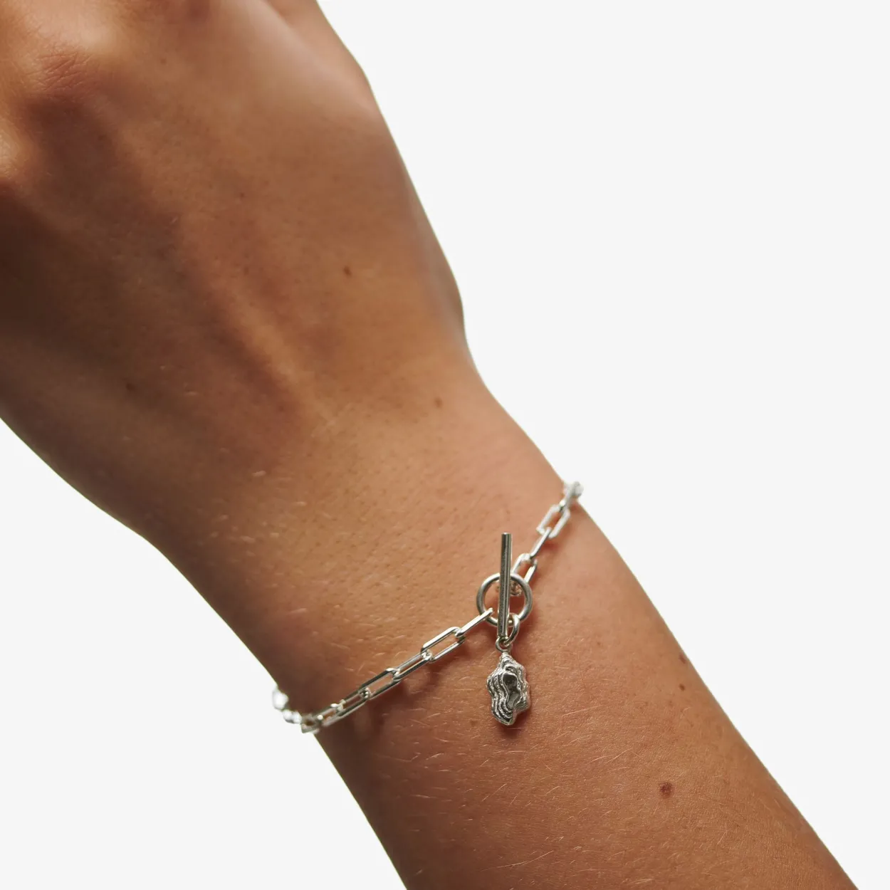 CAMILLE BRINCH NUGGET LAYERS T-LOCK ARMBÅND SØLV 20 CM - NLATA-20
