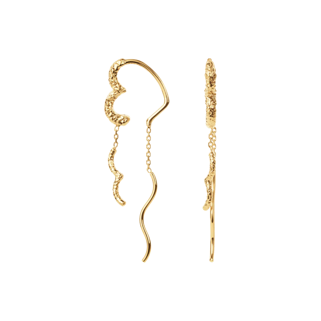 CAMILLE BRINCH WAVY SPARKLY HEART EARLINES ØRERINGE I FORGYLDT SØLV - WSPHE-FG