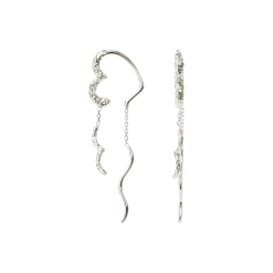 CAMILLE BRINCH WAVY SPARKLY HEART EARLINES ØRERINGE I SØLV - WSPHE