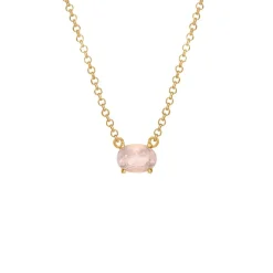 CARRÉ GEM CANDY SØLV FORGYLDT HALSKÆDE MED ROSA QUARTZ - FC 4371 RQ 38+2,5+2,5