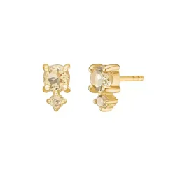CARRÉ OLALLA SØLV FORGYLDTE ØRERINGE CHAMPAGNE QUARTZ - FS 4445 CHQ