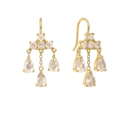 CARRÉ UNICORN SØLV FORGYLDTED ØRERINGE MED CHAMPAGNE QUARTZ - FH 4431 CHQ