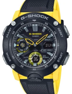 CASIO HERRE UR G-SHOCK ANADIGI MED SORT GUL GUMMIREM