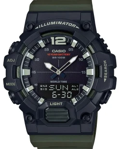 CASIO HERRE UR ILLUMINATOR SORT ARMY GRØN MED GUMMIREM