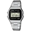 CASIO UR RETRO STÅL SORT SKIVE MED LÆNKE