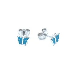 CHRISTOFFEERSEN JEWELLERY ØRERINGE SOMMERFUGL SØLV MED TURKIS EMALJE - 3010632-28
