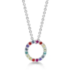CHRISTOFFERSEN JEWELLERY HALSKÆDE SØLV LILLE CIRKEL RAINBOW - 2010127A-6