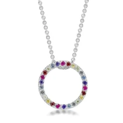 CHRISTOFFERSEN JEWELLERY HALSKÆDE SØLV CIRKEL RAINBOW - 2010127B-6