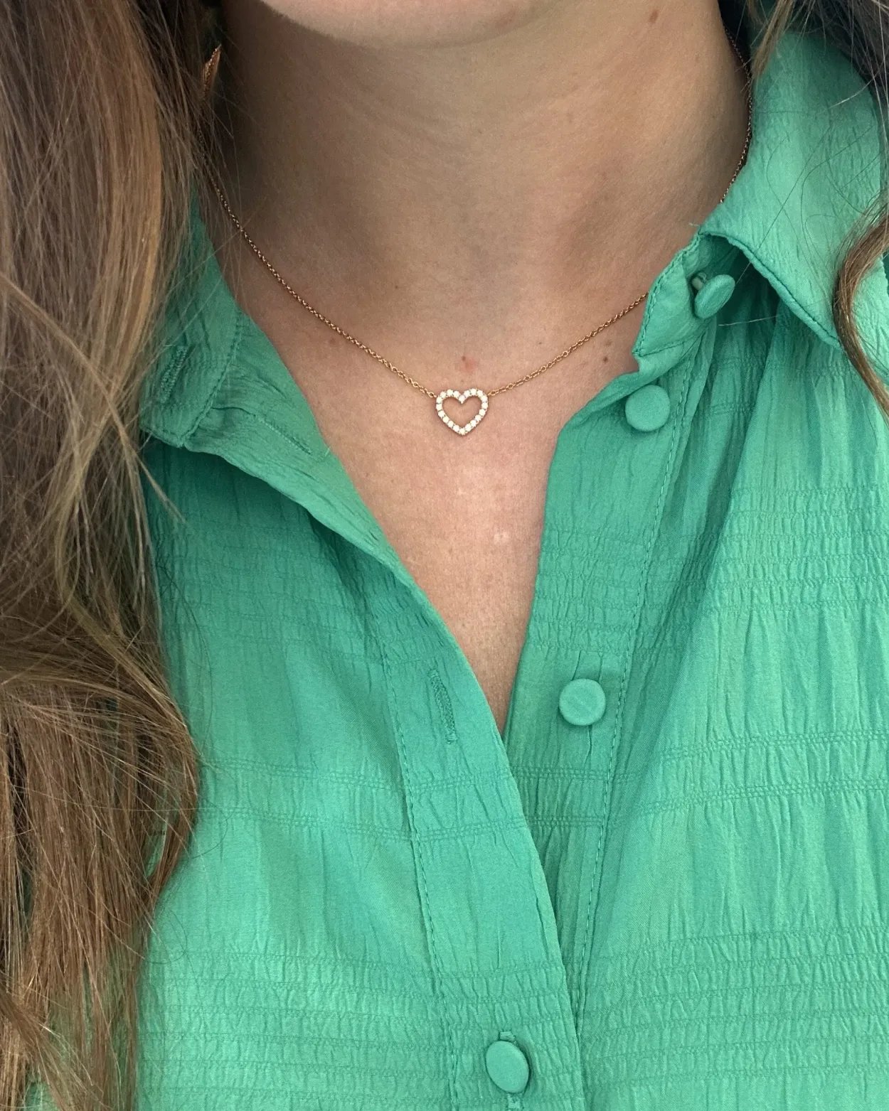 CHRISTOFFERSEN JEWELLERY HJERTE HALSKÆDE 14 KARAT GULD MED 0,23 CARAT BRILLANTER – 2000183