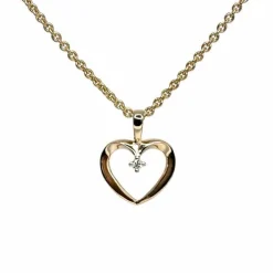 CHRISTOFFERSEN JEWELLERY HJERTE VEDHÆNG 14 KARAT GULD MED 0,02 CARAT BRILLANT – 4500061
