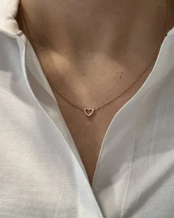 CHRISTOFFERSEN JEWELLERY HJERTE HALSKÆDE 14 KARAT GULD MED 0,07 CARAT BRILLANTER - 2000152