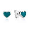 CHRISTOFFERSEN JEWELLERY ØRERINGE SØLV HJERTE MED TURKIS EMALJE - 3070858-8