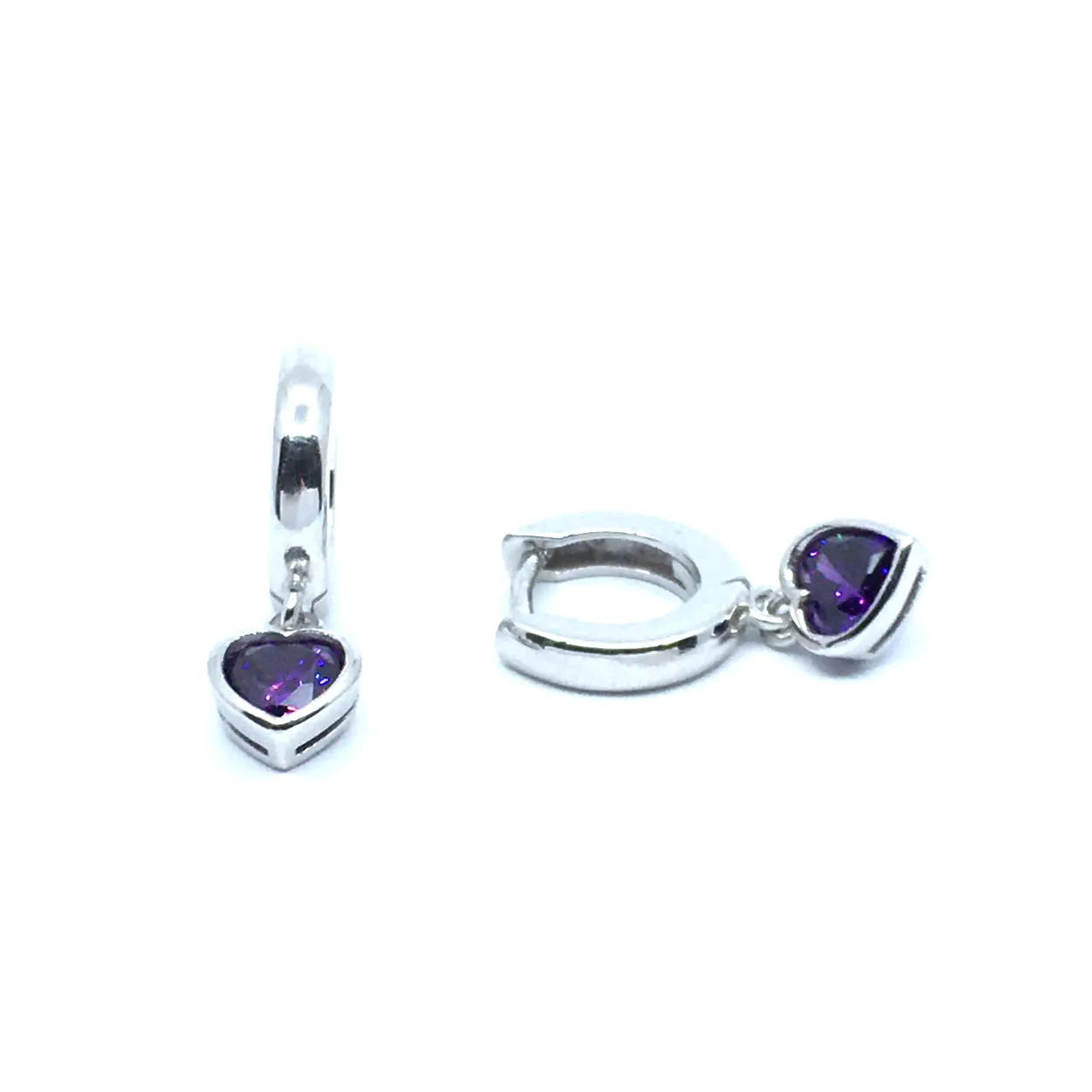 CHRISTOFFERSEN JEWELLERY ØRERINGE HJERTE MED LILLA STEN - 3710097-7