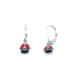 CHRISTOFFERSEN JEWELLERY ØRERINGE HÆNGER BØJLE LUK SØLV MED MARIEHØNE - 3210413-6