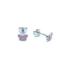 CHRISTOFFERSEN JEWELLERY ØRERINGE STIK SOMMERFUGL SØLV MED LYSERØD EMALJE - 3070916-13