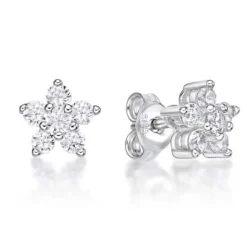 CHRISTOFFERSEN JEWELLERY ØRERINGE SØLV BLOMST MED ZIRKONIA - 3010673