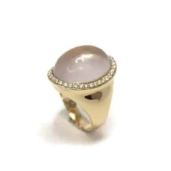 CHRISTOFFERSEN JEWELLERY RING 14 KARAT GULD MED ROSA KVARTS OG BRILLANTER - 5070583-58