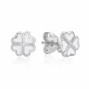 CHRISTOFFERSEN JEWELLERY SØLV ØRERINGE MED FIRKLØVER HVID - 3071048-0