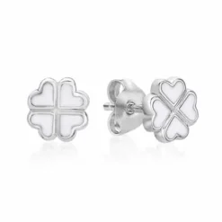 CHRISTOFFERSEN JEWELLERY SØLV ØRERINGE MED FIRKLØVER HVID - 3071048-0