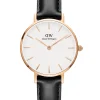 DANIEL WELLINGTON CLASSIC 28MM ROSA SKIVE HVID REM SORT - DW00100230
