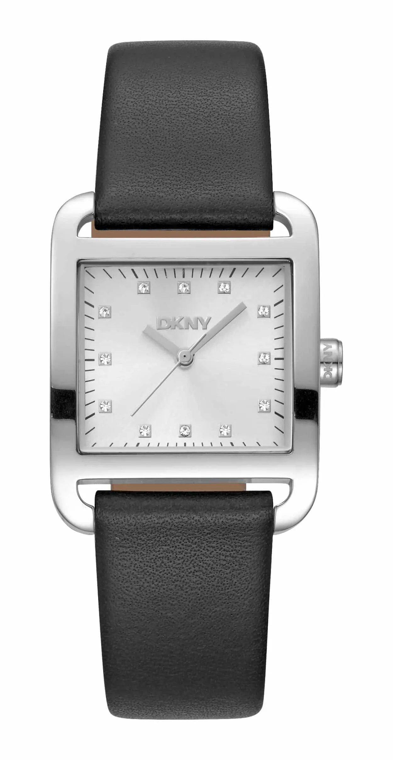 DKNY CITY MIDI UR DAME STÅL MED SORT LÆDERREM - DK1L004L0015