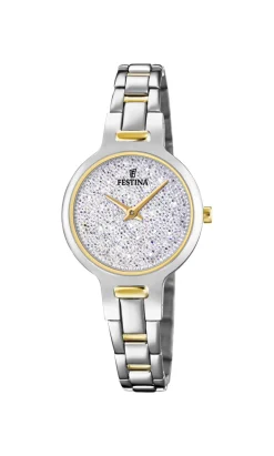 FESTINA DAME UR STÅL SWAROVSKI KRYSTALLER BICOLOR MED LYS SKIVE - F20380/1