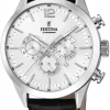 FESTINA HERRE UR STÅL CHRONOGRAF MED SORT LÆDERREM F20542/1